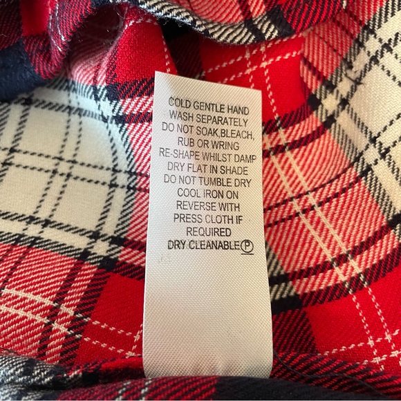 Only Line Red Plaid Women’s Shirt 10 Long Sleeve Button Down - Picture 9 of 12